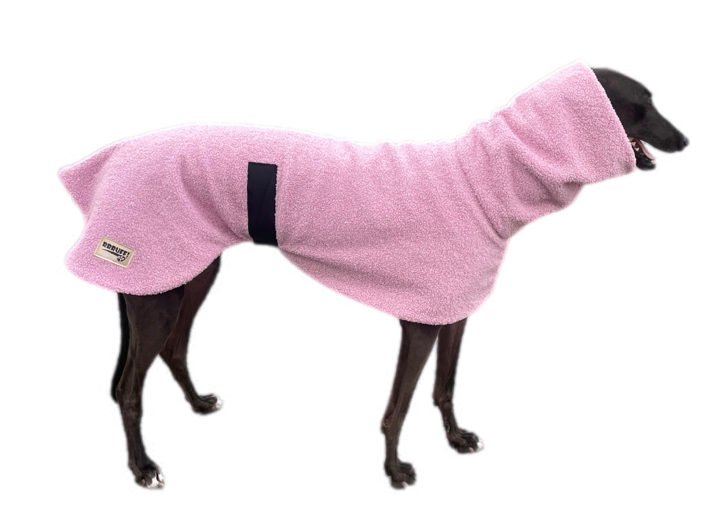 Pink blush Teddy fleece extra thick deluxe style greyhound coat with snuggly wide neck roll
