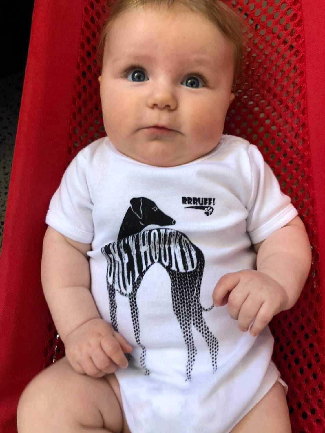 Onesie cotton mini-me one piece baby greyhound family infant white, black or pink