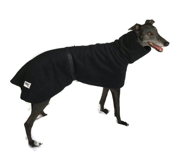 Simply Black Greyhound Deluxe coat rug thick polar fleece washable extra wide neck hoodie