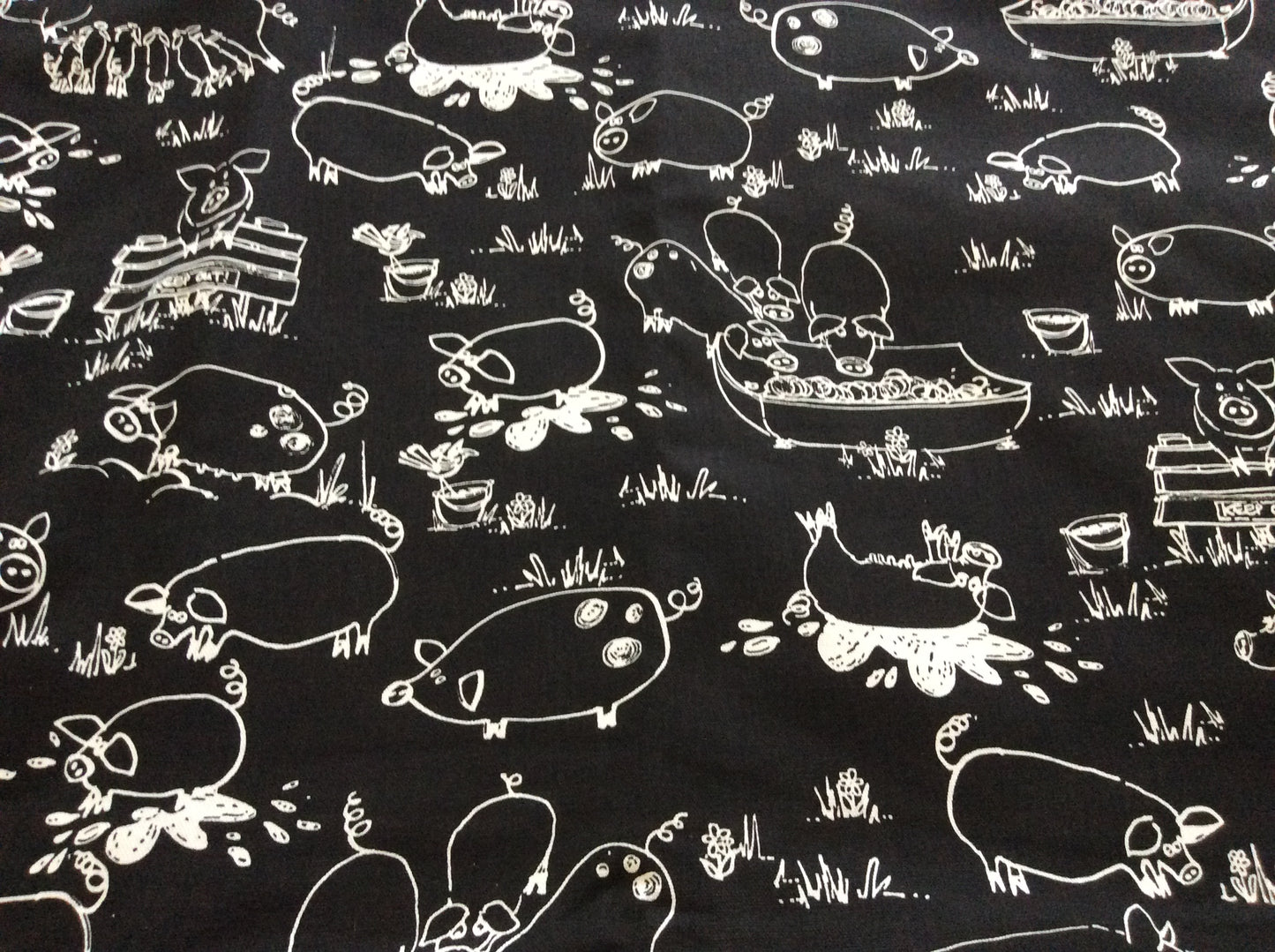 Recycled vintage fabric Stuff it cover only black piggies cotton design seconds bargain