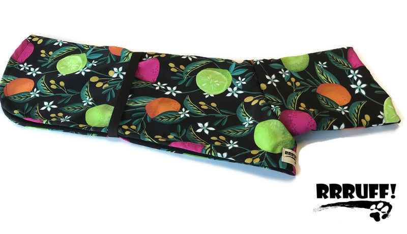 Clearance Greyhound deluxe with huge collar, lightweight, fruit orchard design, wind repellent, washable