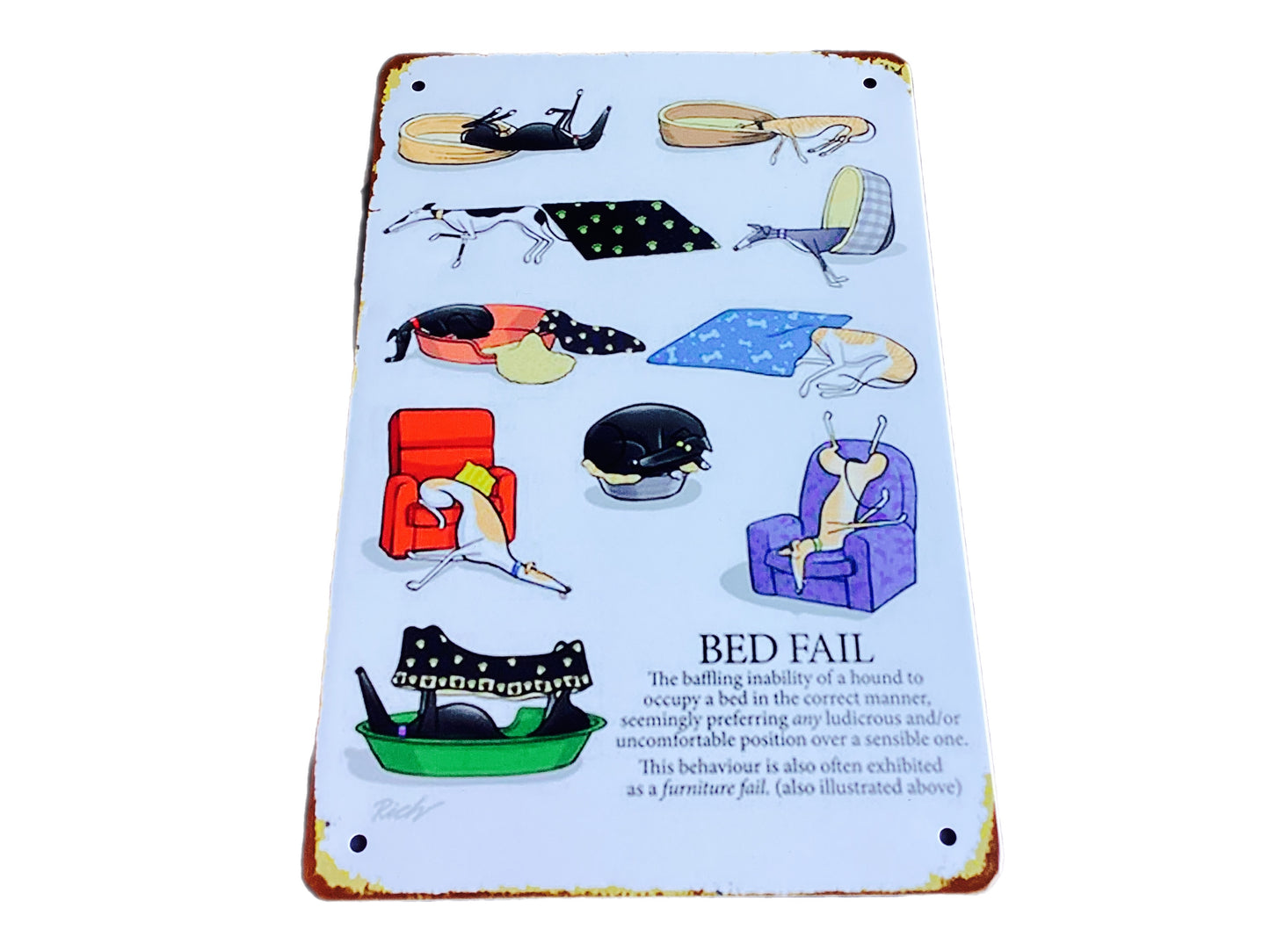 Greyhound Bed Fail Metal Sign gift Bar Wall Decor