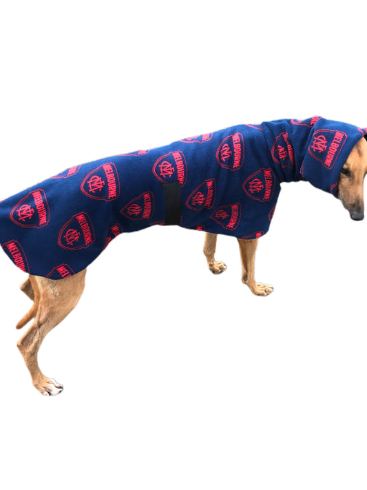 AFL Melbourne inspired greyhound coat deluxe style double polar fleece washable