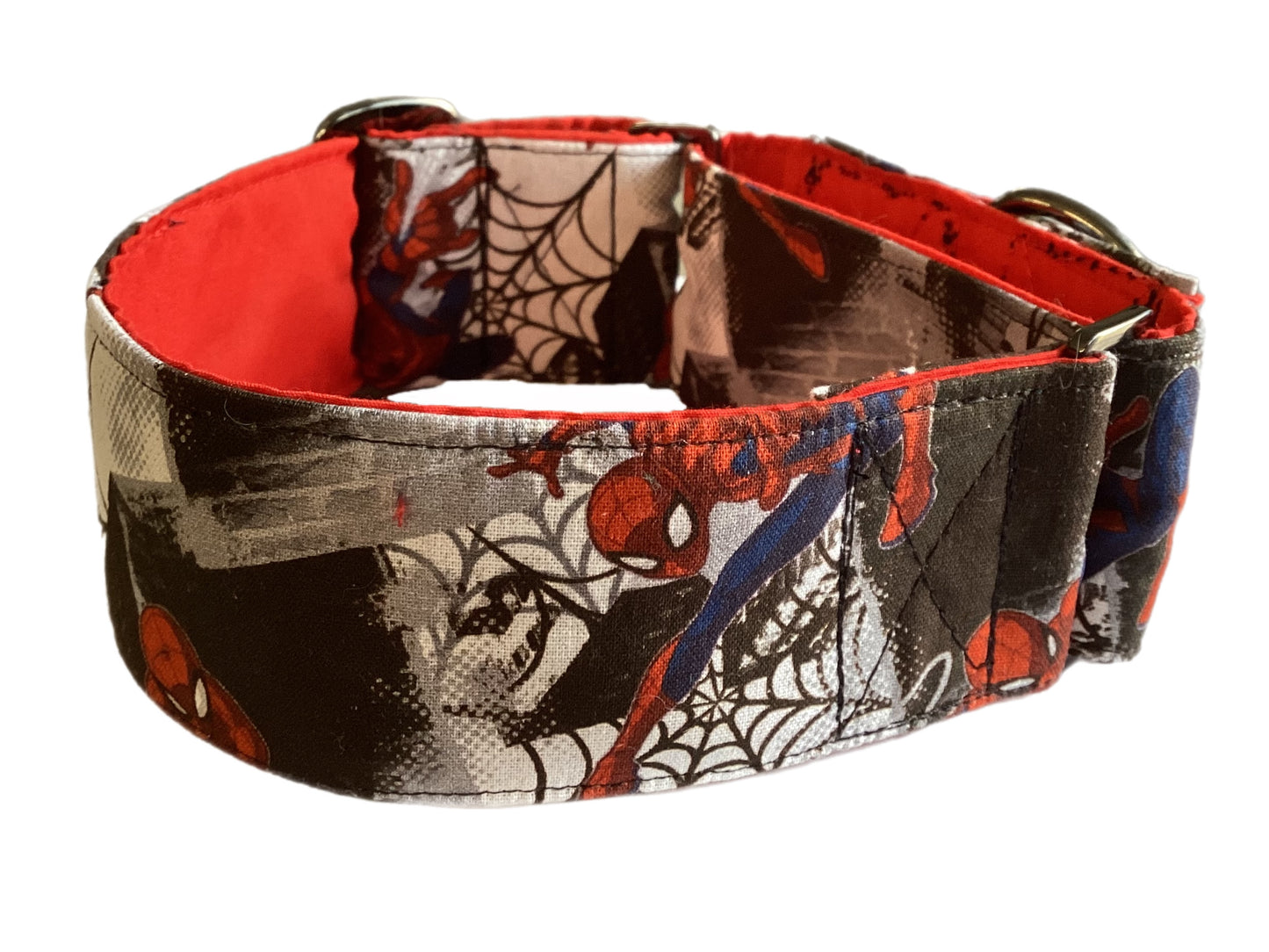 Greyhound Martingale collar Spiderman cotton wide 50cms