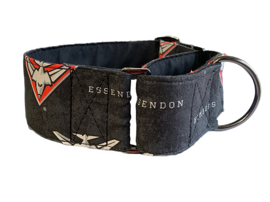 Bombers Martingale collar greyhound collar AFL Essendon Bombers footy cotton fabric