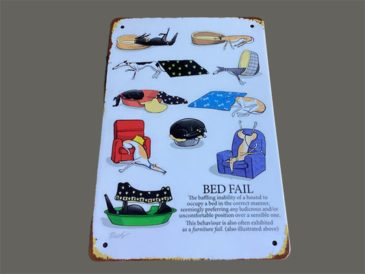 Greyhound Bed Fail Metal Sign gift Bar Wall Decor