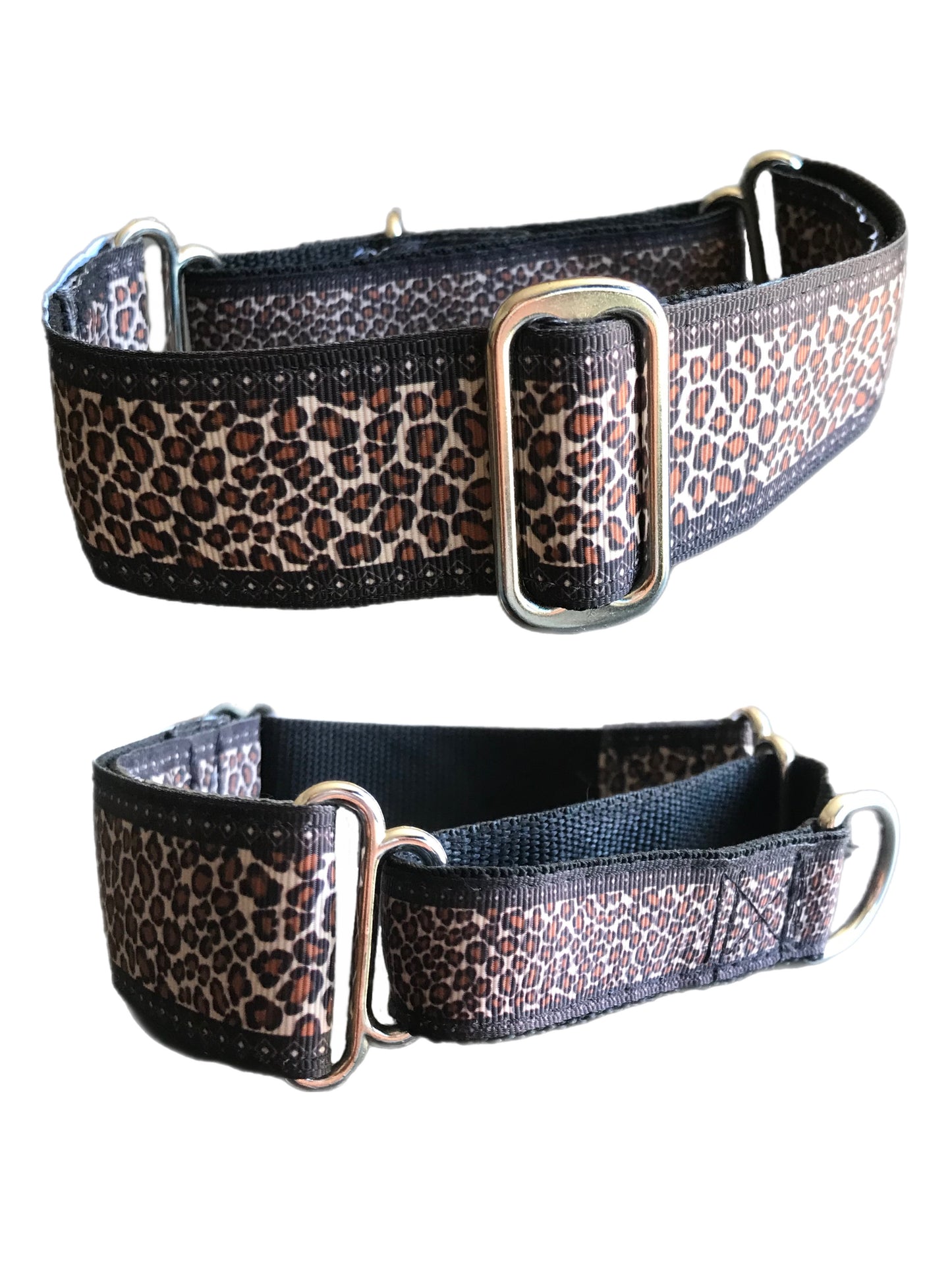 Staggered Martingale collar greyhound leopard print