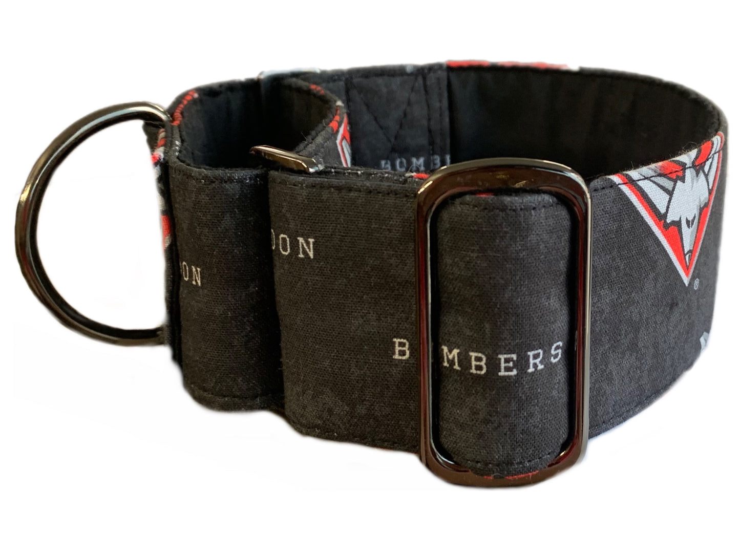 Bombers Martingale collar greyhound collar AFL Essendon Bombers footy cotton fabric