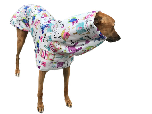 Cutest Summer rainwear Greyhound & whippet coat deluxe style, ultra lightweight,  washable