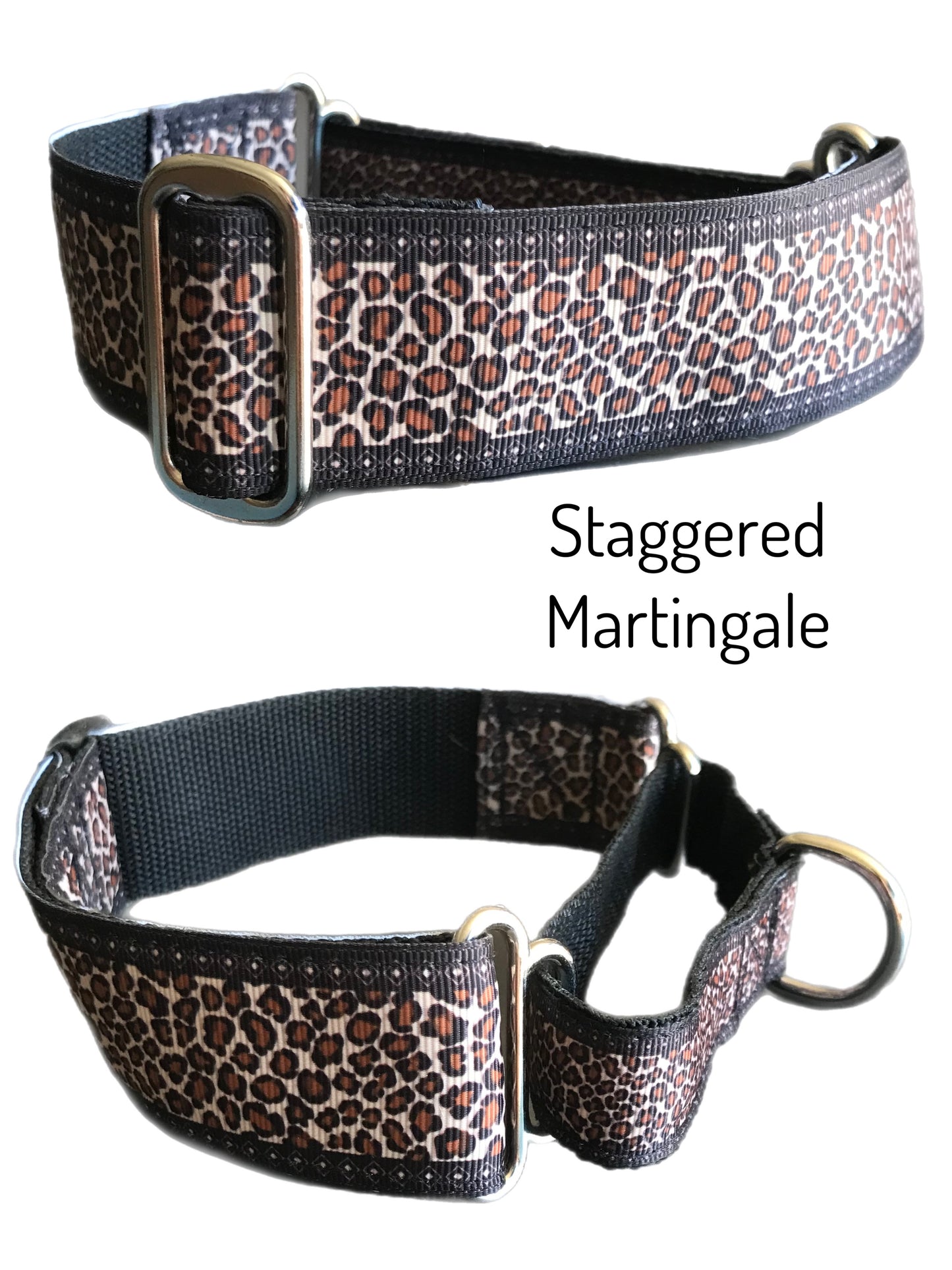 Staggered Martingale collar greyhound leopard print
