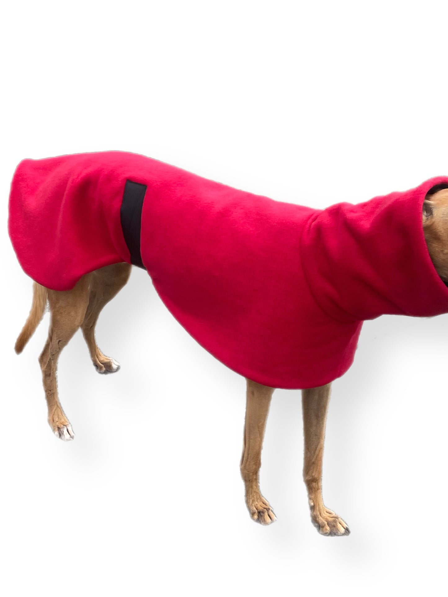 Greyhound deluxe style coat in luscious red washable extra thick double polar fleece