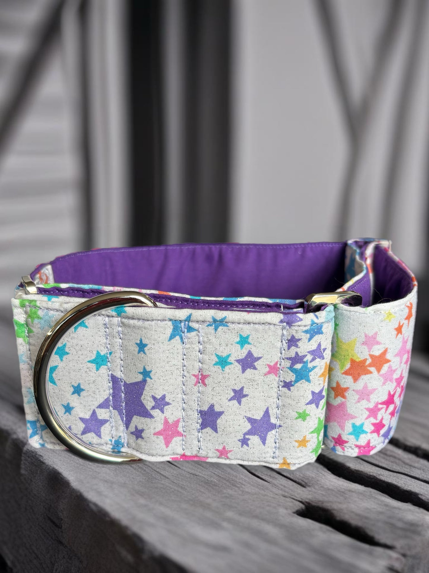 Glitter sparkly and colourful stars  Martingale collar cotton covered 50mm width soft