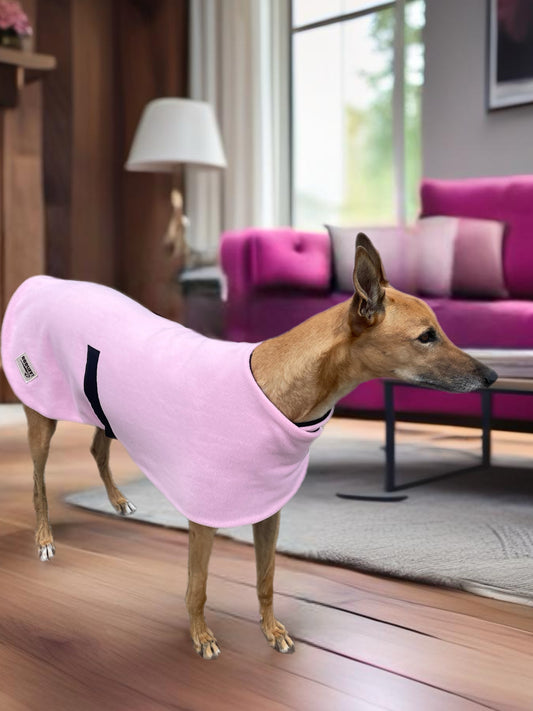 Blush classic style Greyhound coat in thick double fleece washable