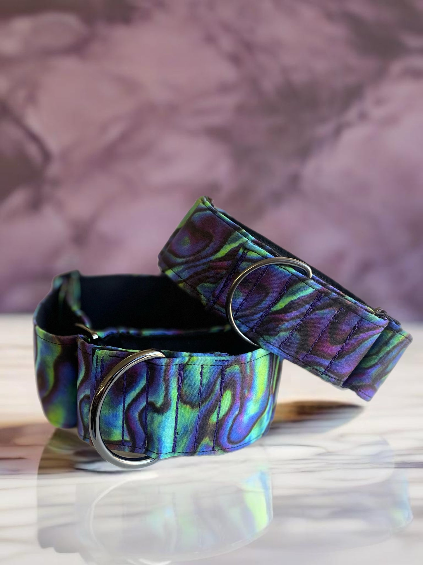 Abalone shell design greyhound Martingale collar cotton covered super soft