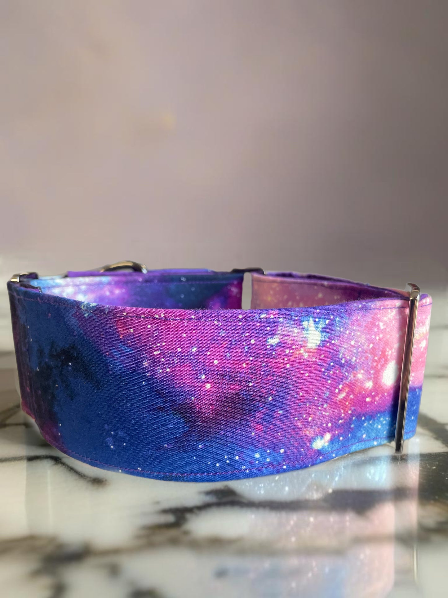 Celestial design Cotton covered greyhound Martingale collar 50mm width matching go bag