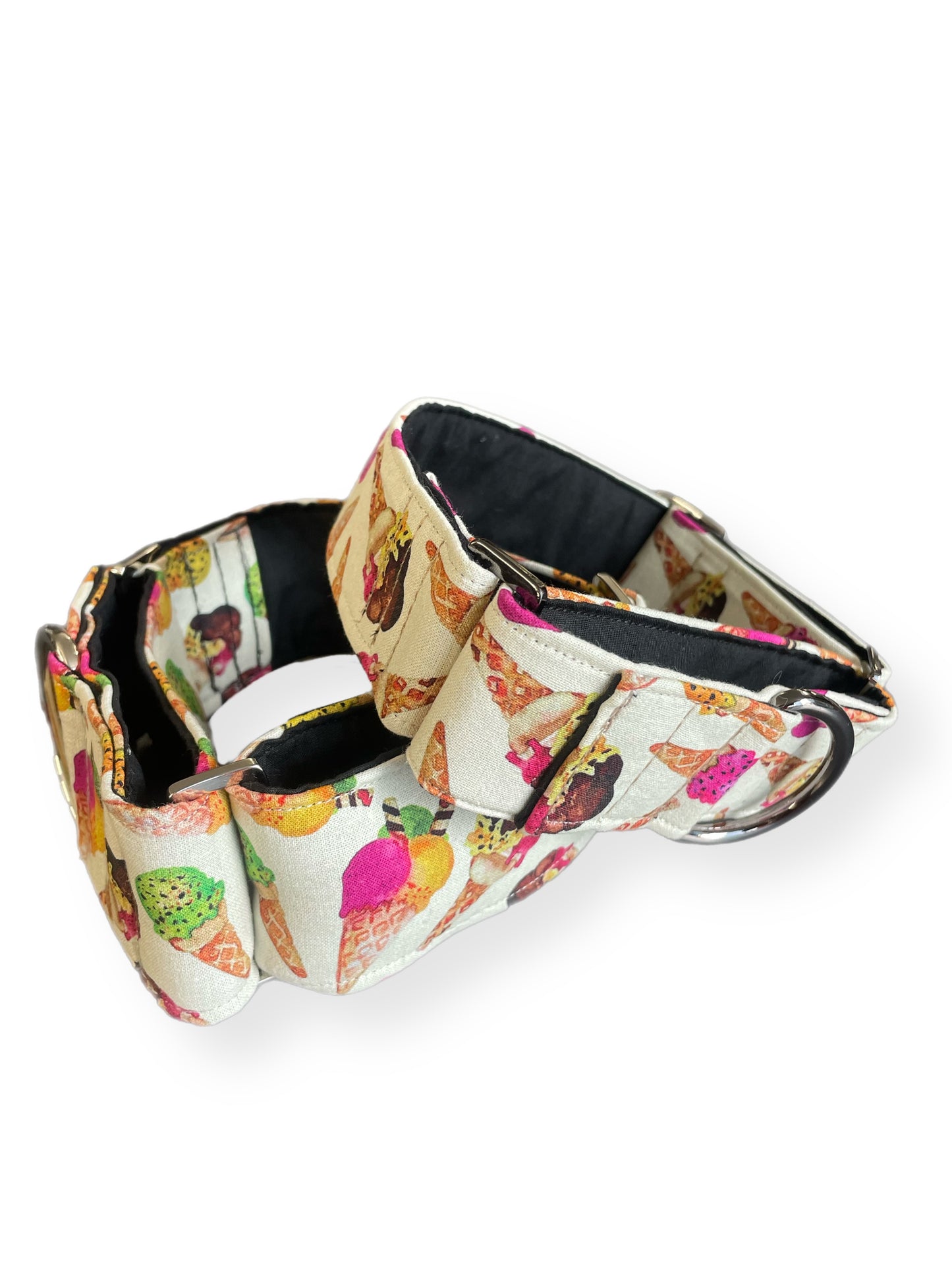 Ice cream greyhound Martingale collar cotton covered 50mm width