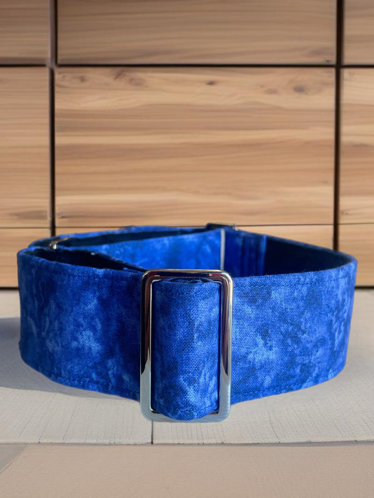 Blue hues cotton covered greyhound Martingale collar 50mm width