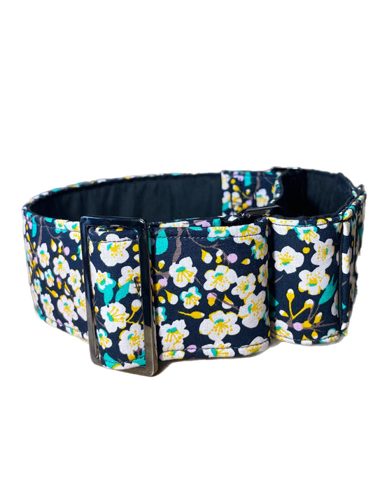 Floral Cotton covered greyhound Martingale collar 50mm wide super soft whippet 38mm