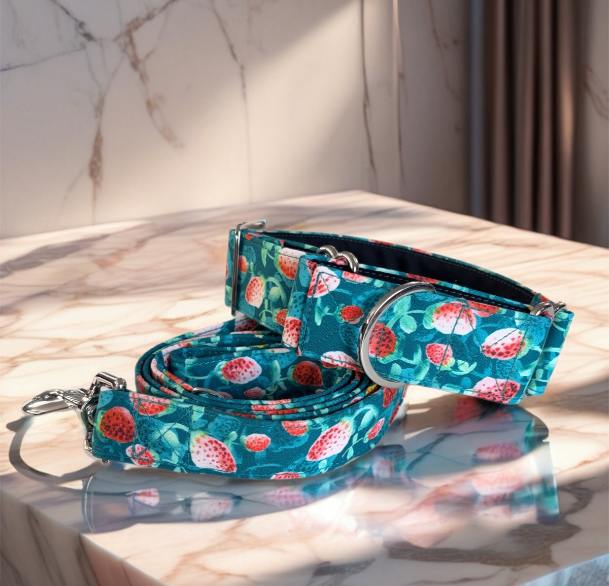 Strawberry fields cotton greyhound Martingale collar