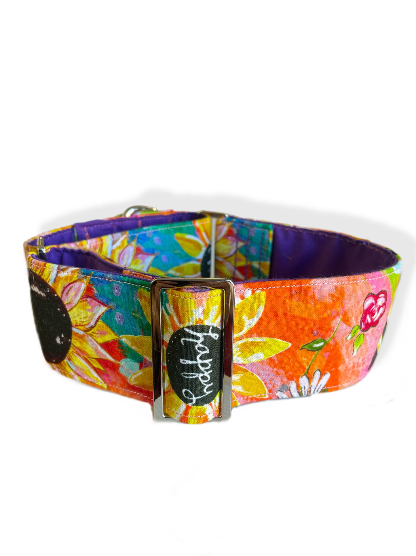 Happy buzz bees martingale collar in cotton fabric 50mm wide