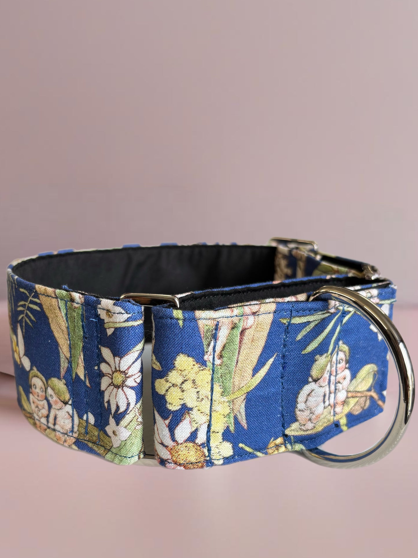 Bush babies May Gibbs designer gumnut Australiana Cotton covered greyhound Martingale collar 50mm width super soft