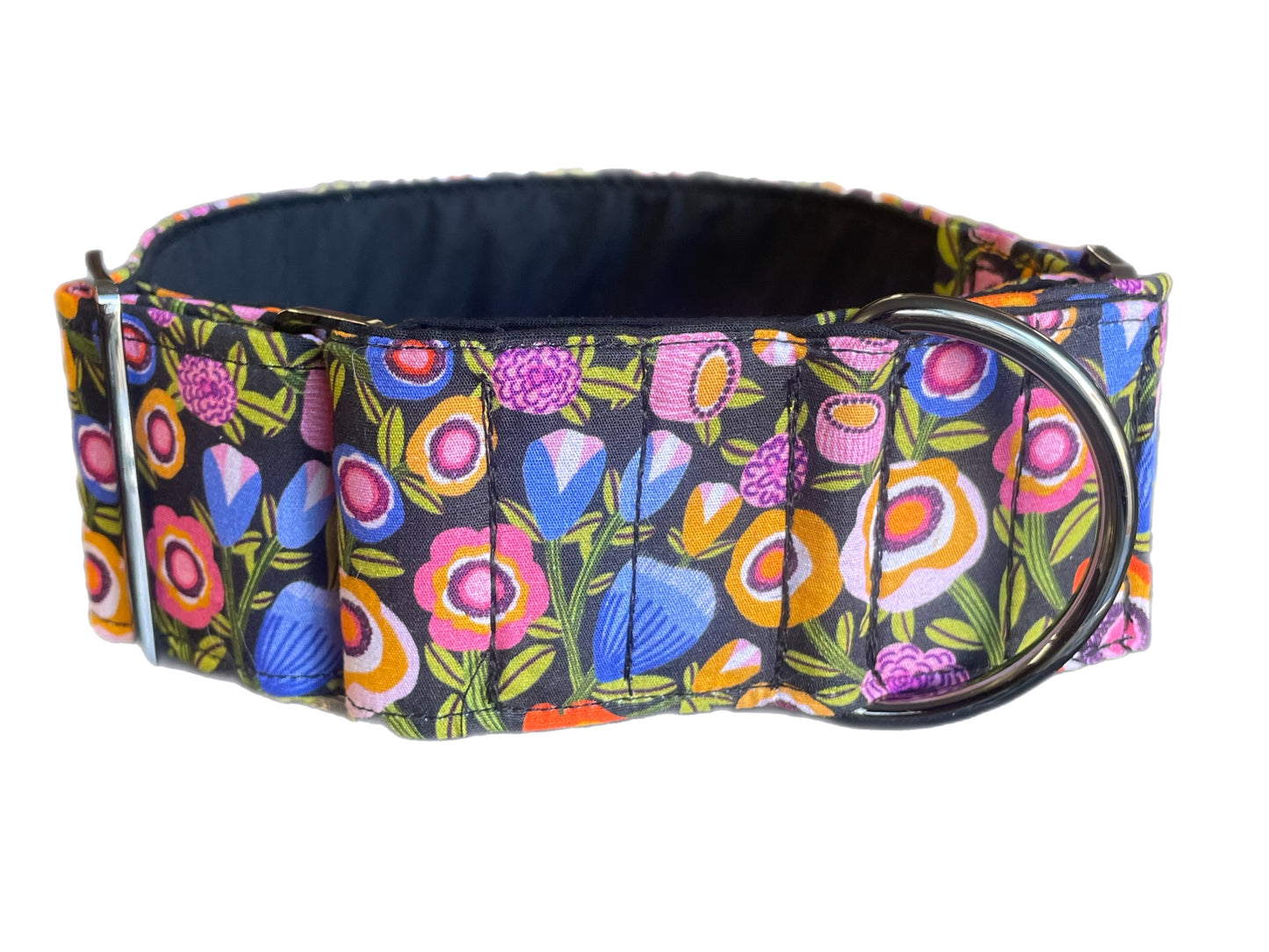 Modern floral greyhound Martingale collar cotton covered 50mm