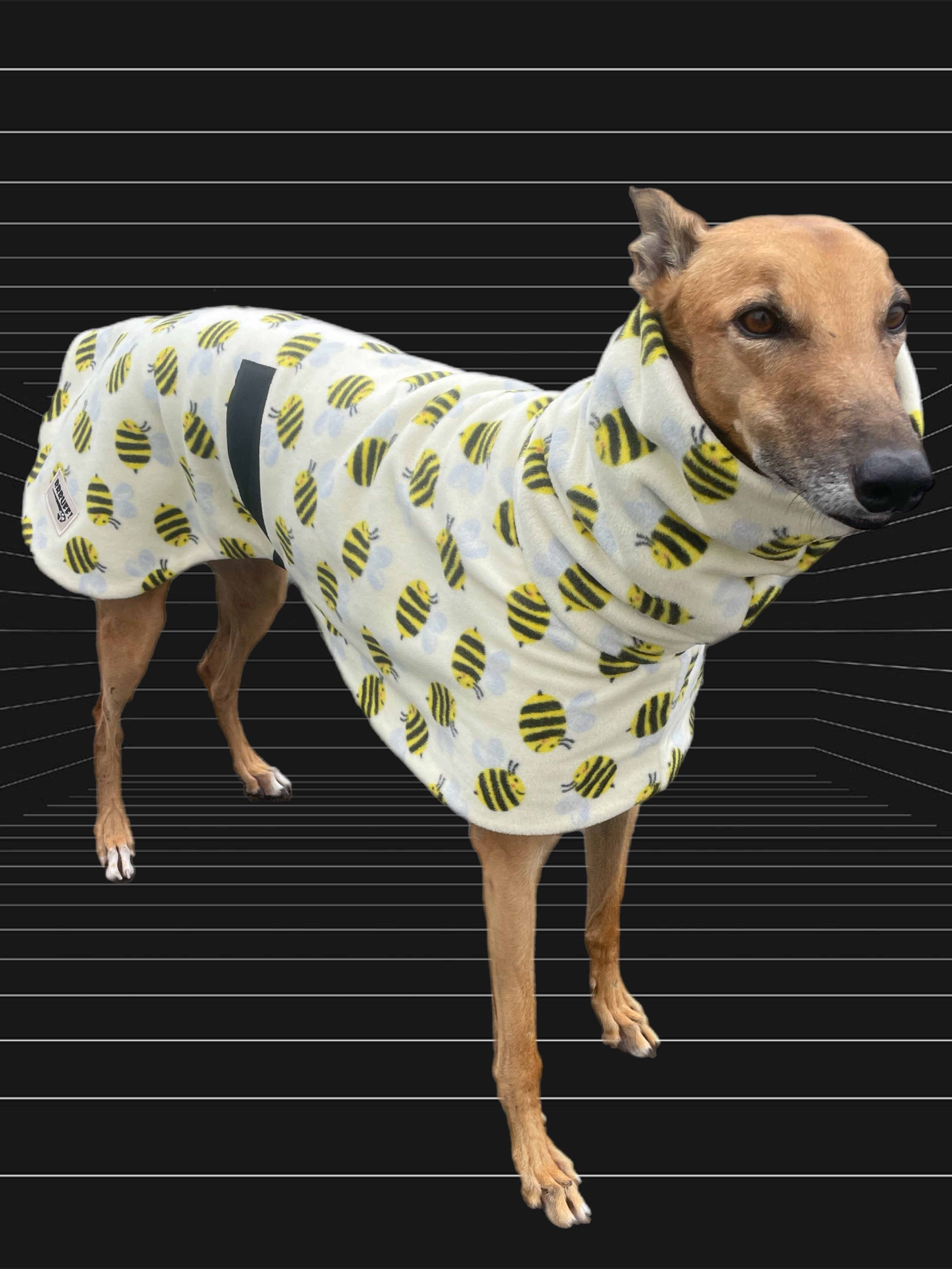 Bee happy in soft yellow greyhound coat rug thick polar fleece washabl ...