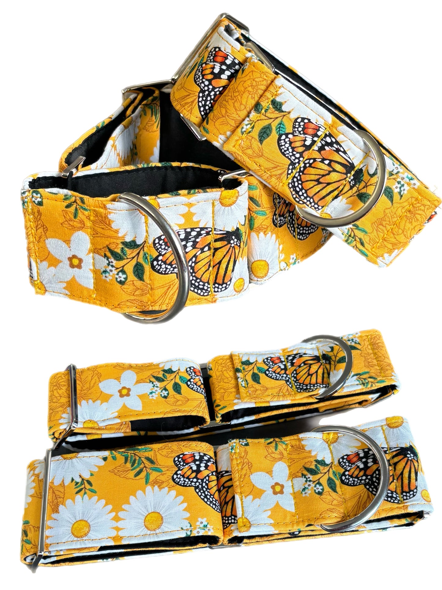 Summer gold butterflies cotton covered greyhound Martingale collar