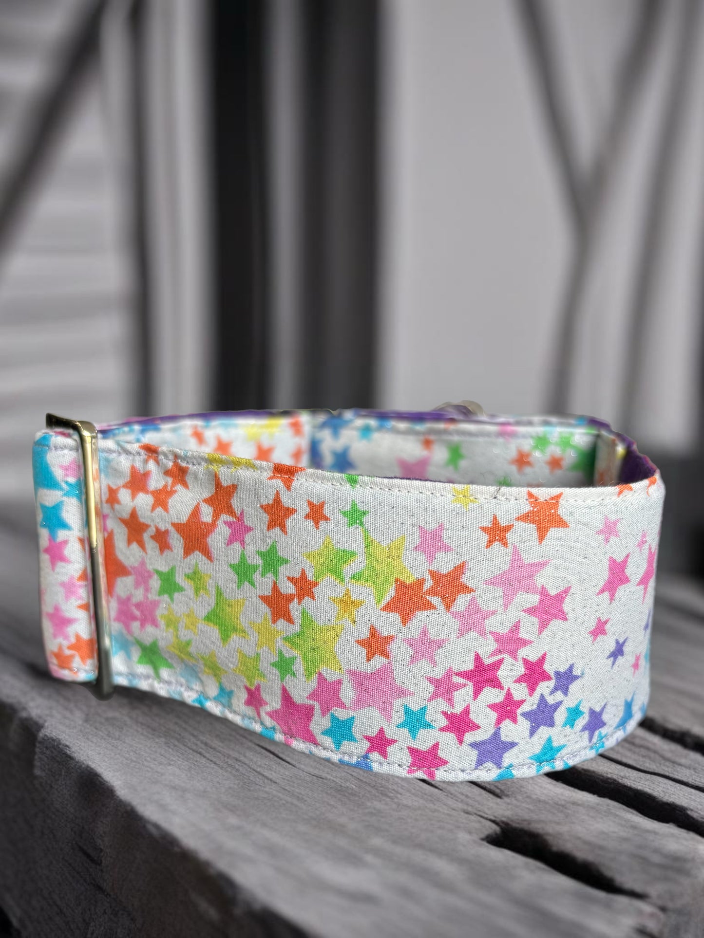 Glitter sparkly and colourful stars  Martingale collar cotton covered 50mm width soft