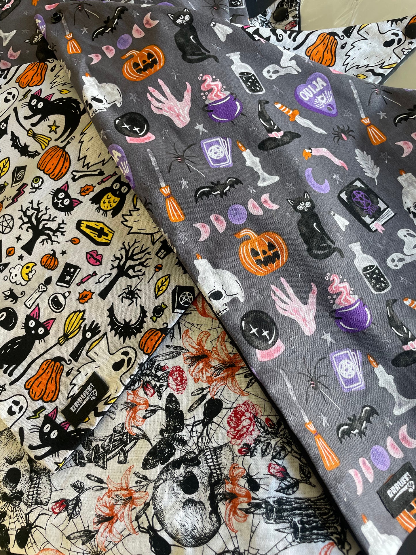 Halloween Bandana for the large dog greyhound staffy labradoodle reversible, cotton