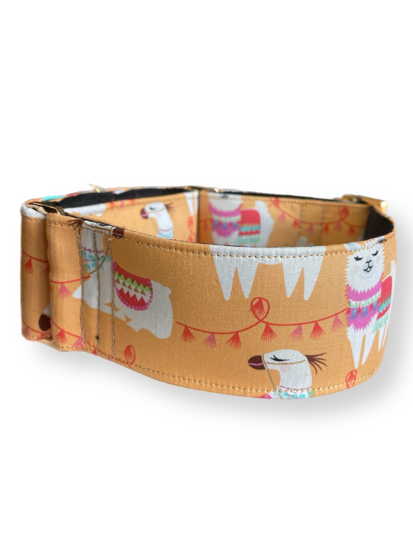 Peachy alpaca llama Wide greyhound Martingale collar  50mm width super soft