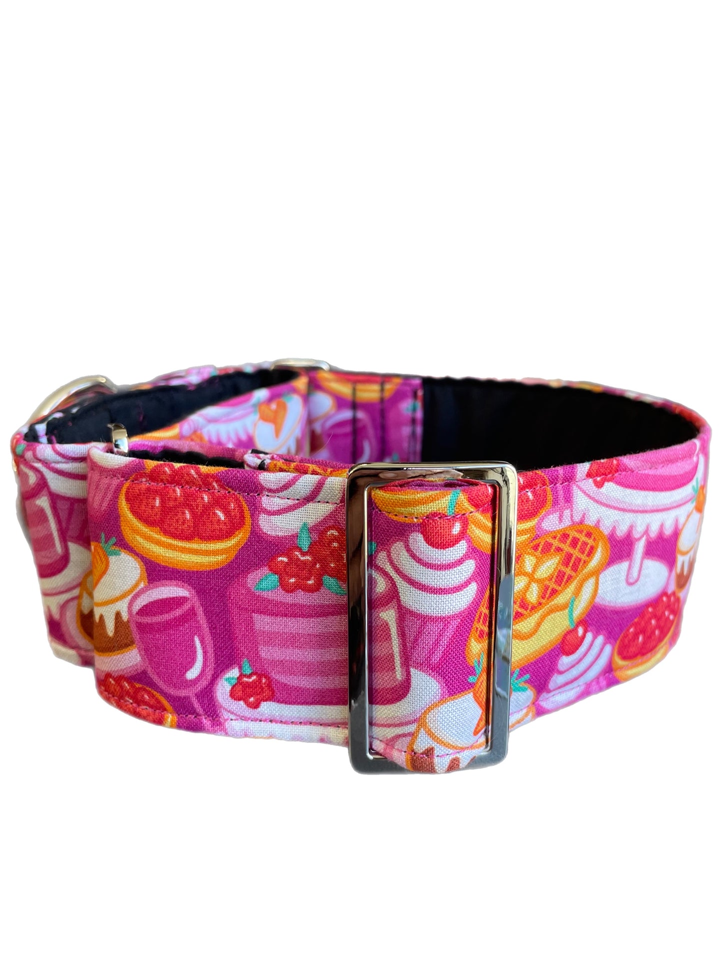 Pink cupcakes and tarts Greyhound Martingale collar cotton covered 50mm width super soft