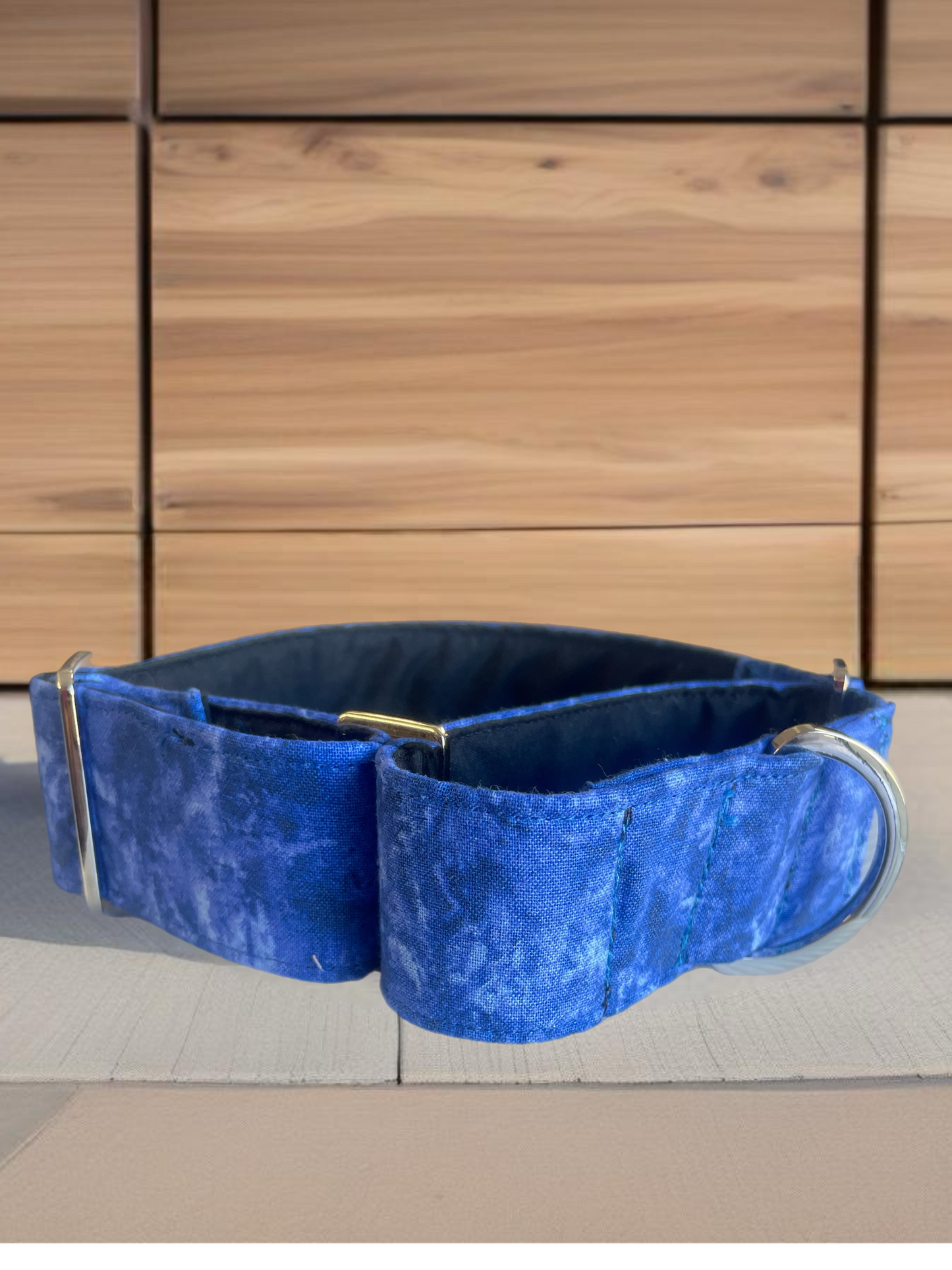 Blue hues cotton covered greyhound Martingale collar 50mm width