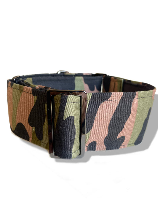 Martingale collar greyhound collar army greens Cammo design cotton fabric