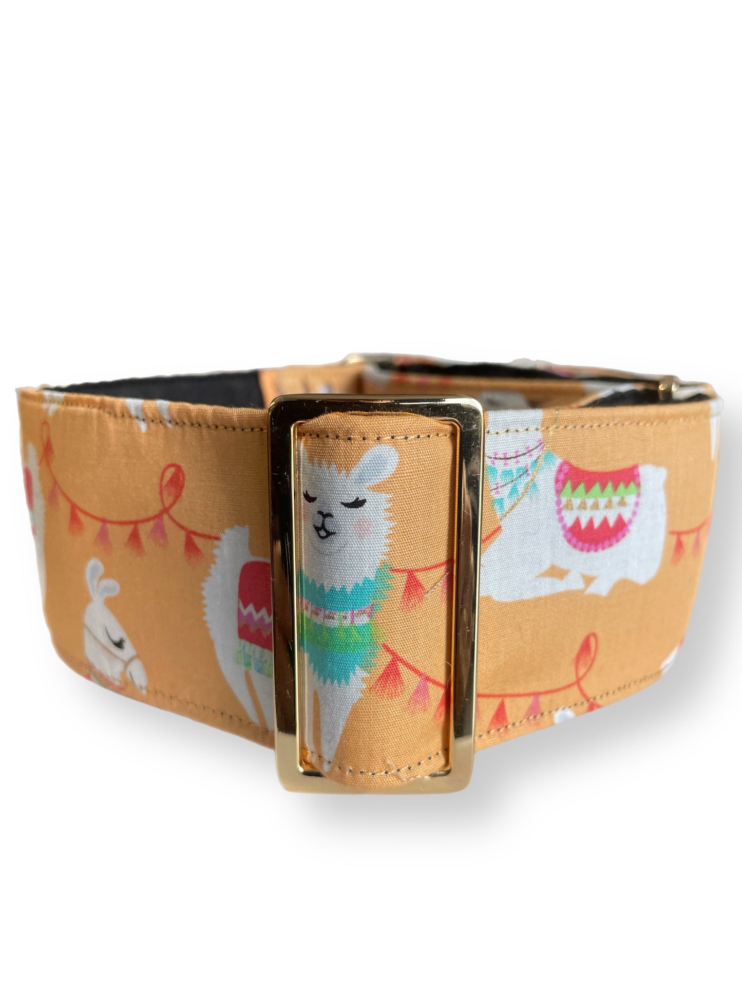 Peachy alpaca llama Wide greyhound Martingale collar  50mm width super soft