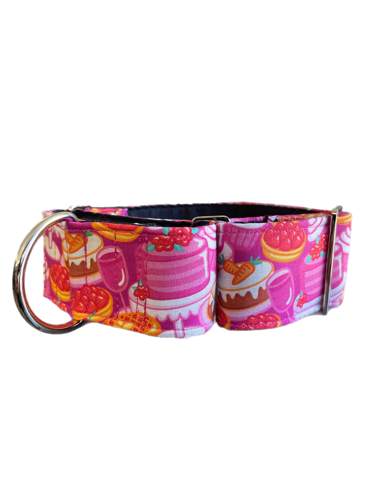 Pink cupcakes and tarts Greyhound Martingale collar cotton covered 50mm width super soft