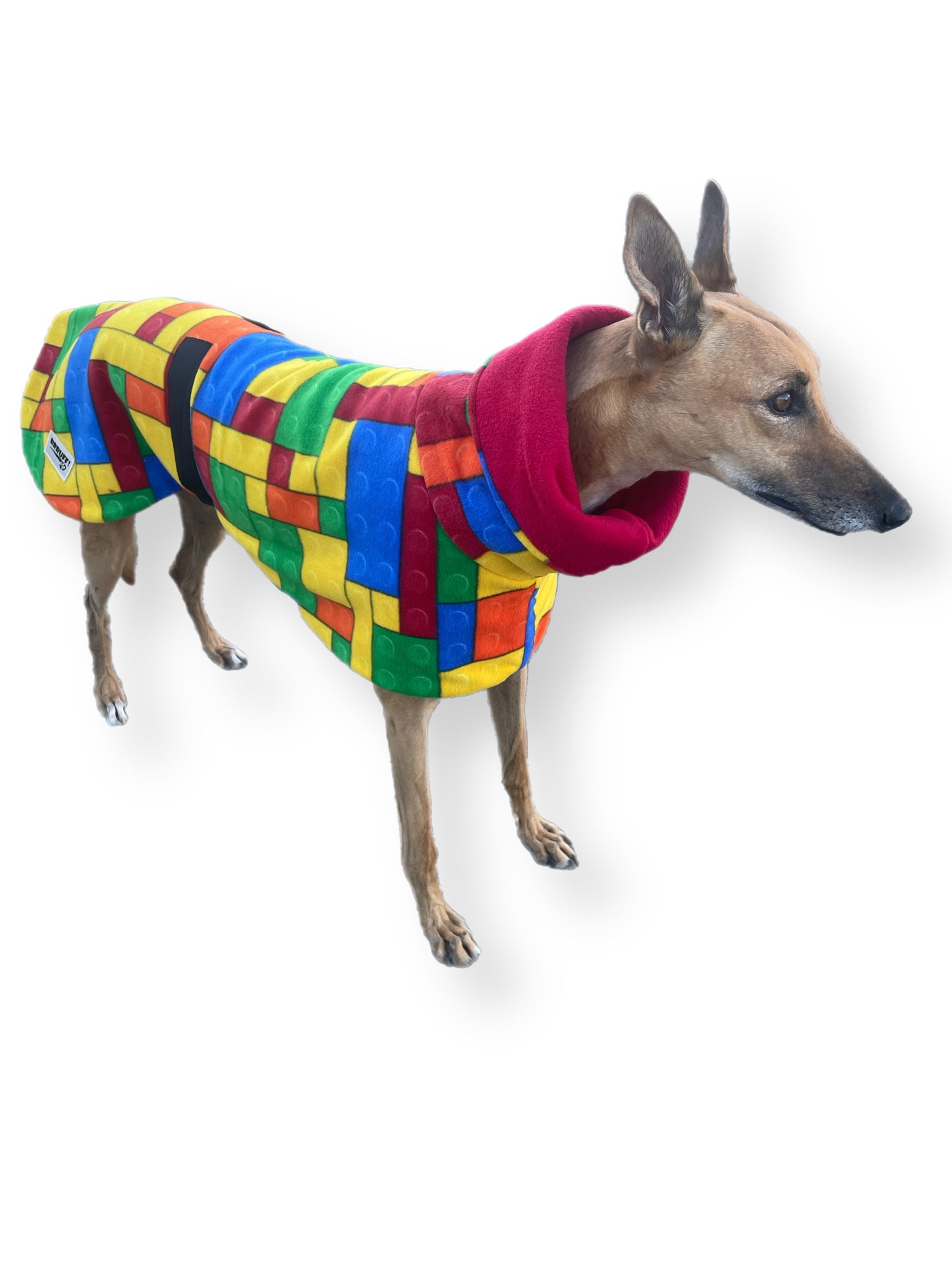 Lego inspired bright Greyhound Deluxe coat rug snuggly polar fleece washable