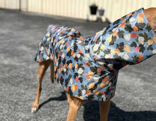 Greyhound and whippet lightweight rain coat deluxe style, summer rainwear, washable