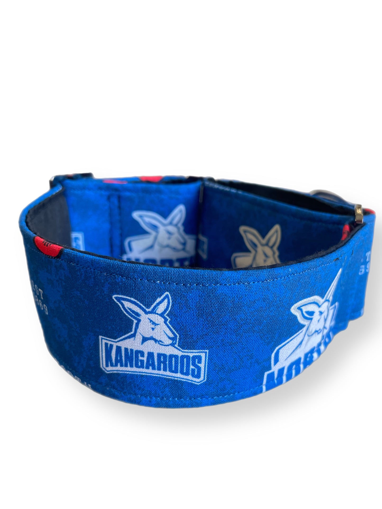 AFL inspired greyhound martingale 5cms wide collar cotton covered super soft