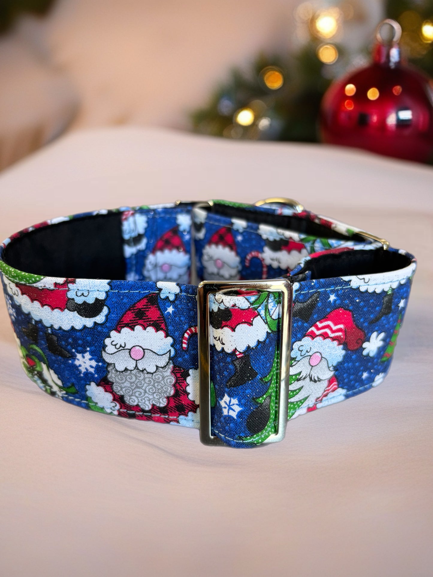 Silver sparkles blue Santa fun greyhound Martingale collar comfortable super soft