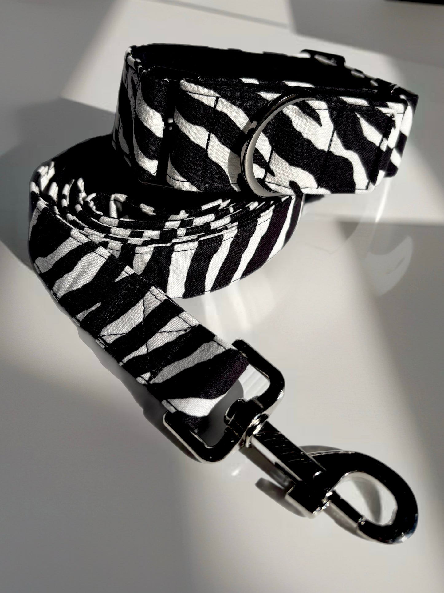 Stripe up the fun in Zebra print Martingale collar greyhound collar cotton super soft fabric