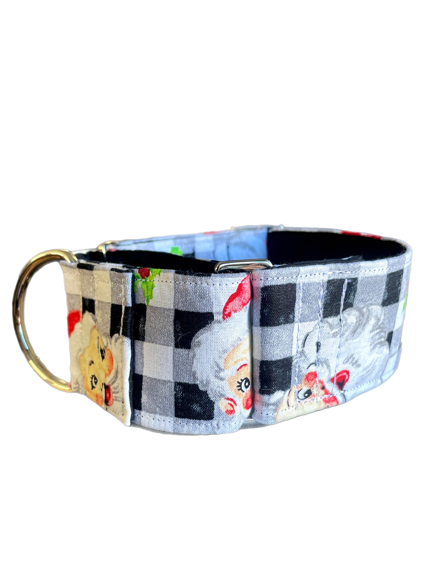 Merry making Christmas Santa Cotton covered greyhound Martingale collar 50mm width super soft