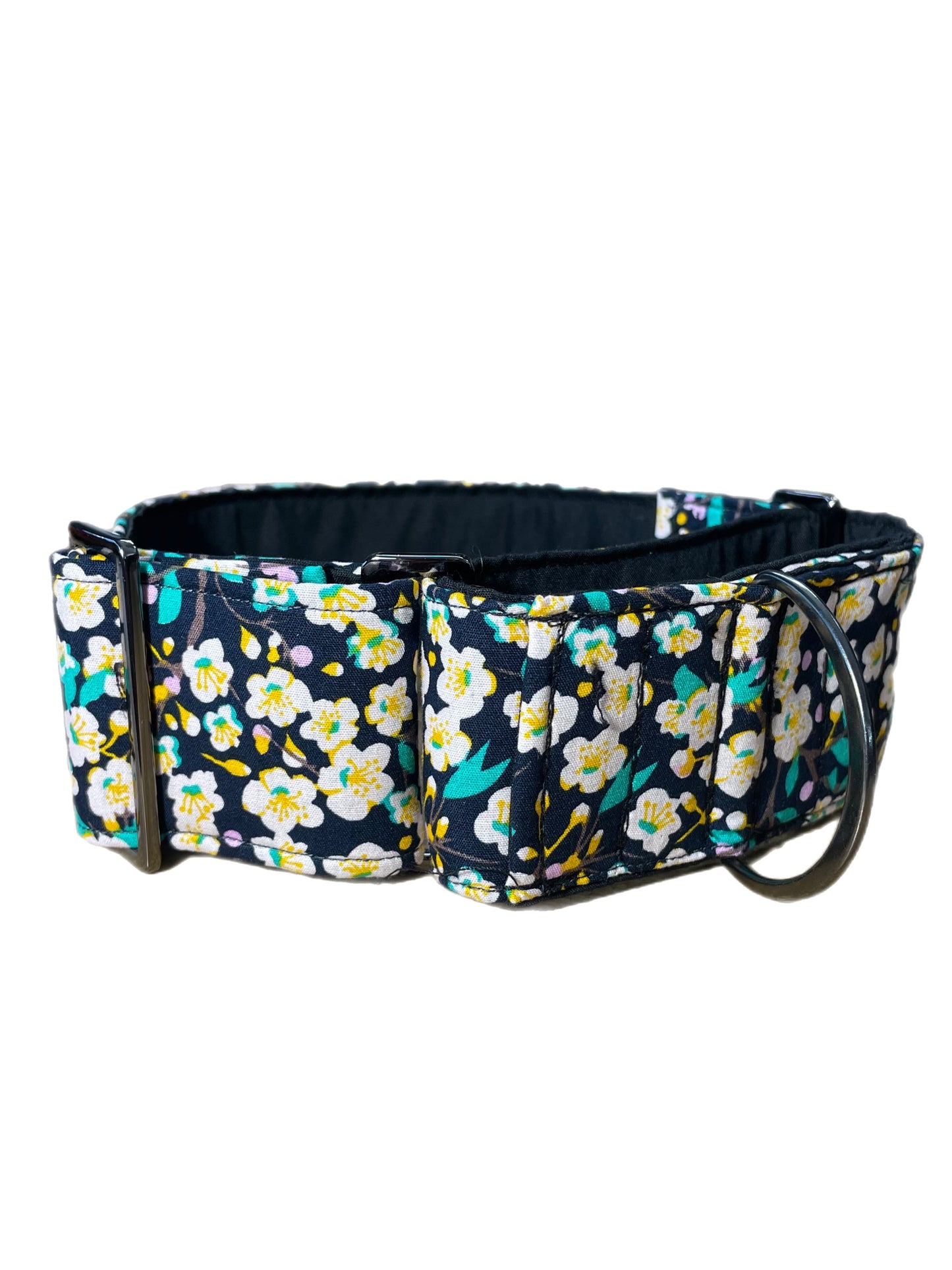 Floral Cotton covered greyhound Martingale collar 50mm wide super soft whippet 38mm