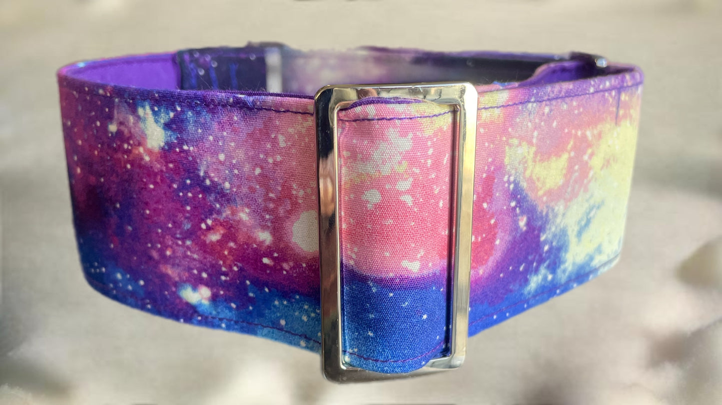 Celestial design Cotton covered greyhound Martingale collar 50mm width matching go bag