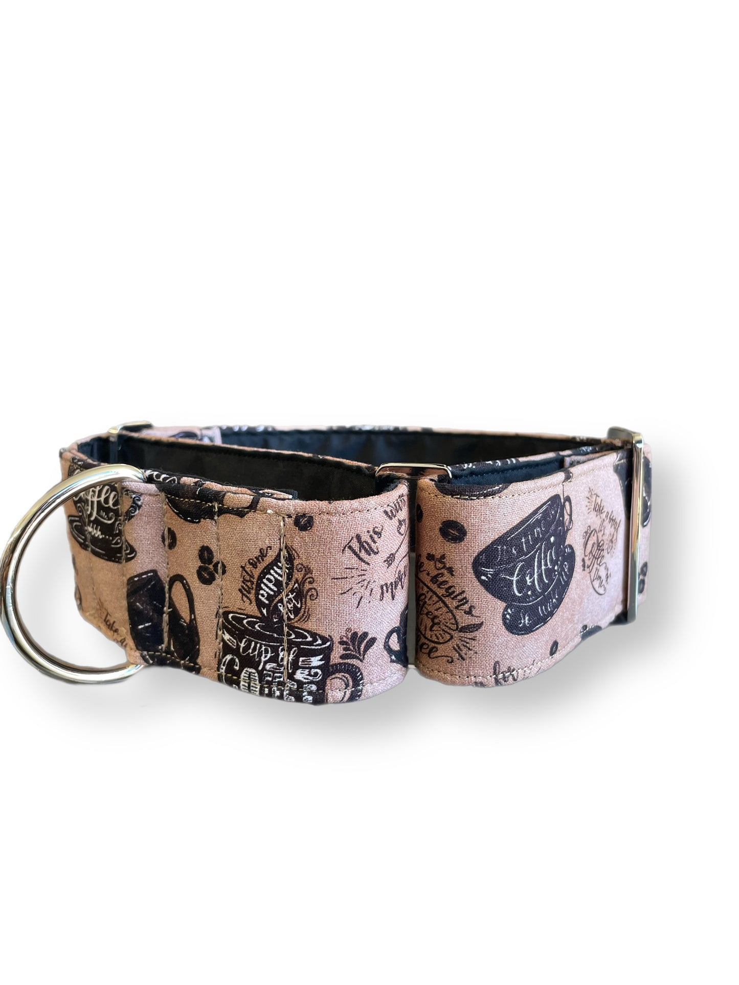 Coffee time greyhound 50mm wide Martingale collar cotton covered super soft