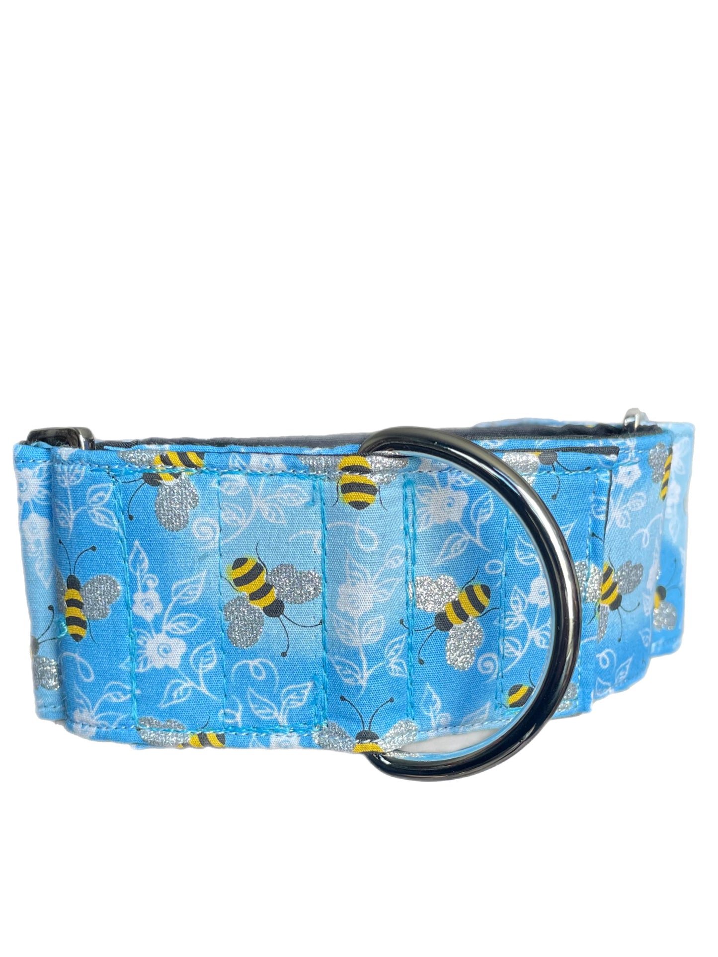 Don’t bee blue sparkles greyhound Martingale collar cotton covered 50mm width super soft whippet