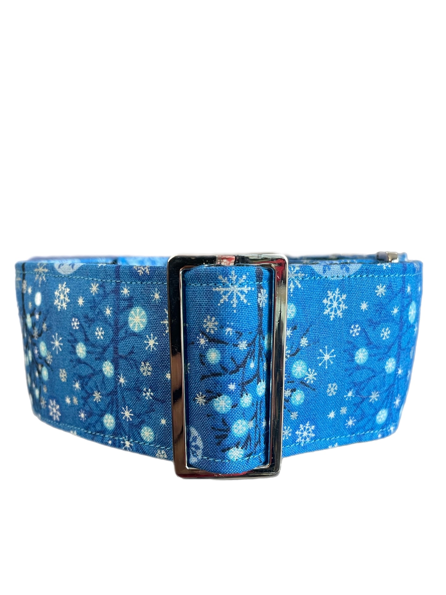 Blue Christmas spirit Cotton covered greyhound Martingale collar 50mm width super soft