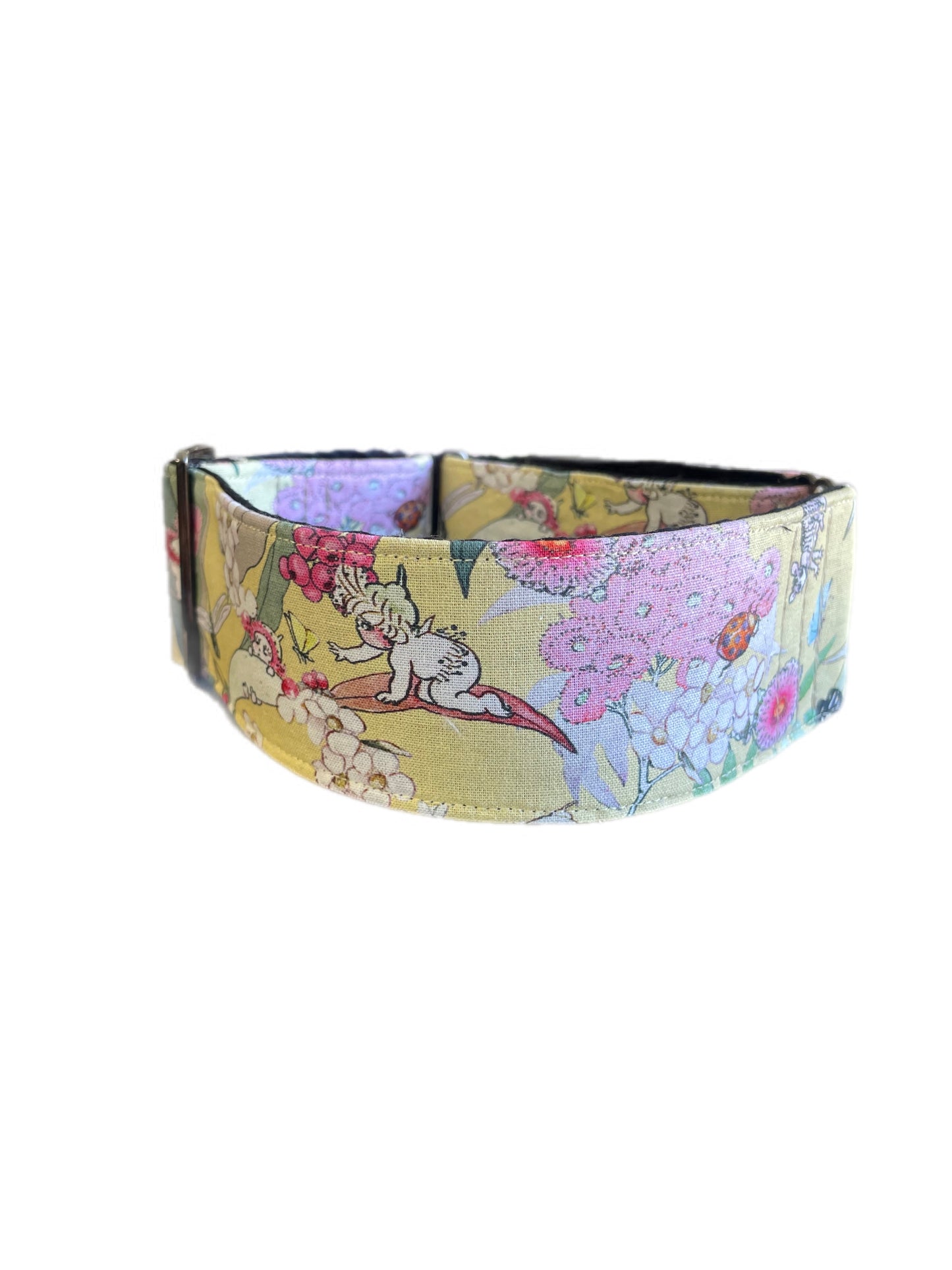 Bush babies May Gibbs designer gumnut Australiana Cotton covered greyhound Martingale collar 50mm width super soft