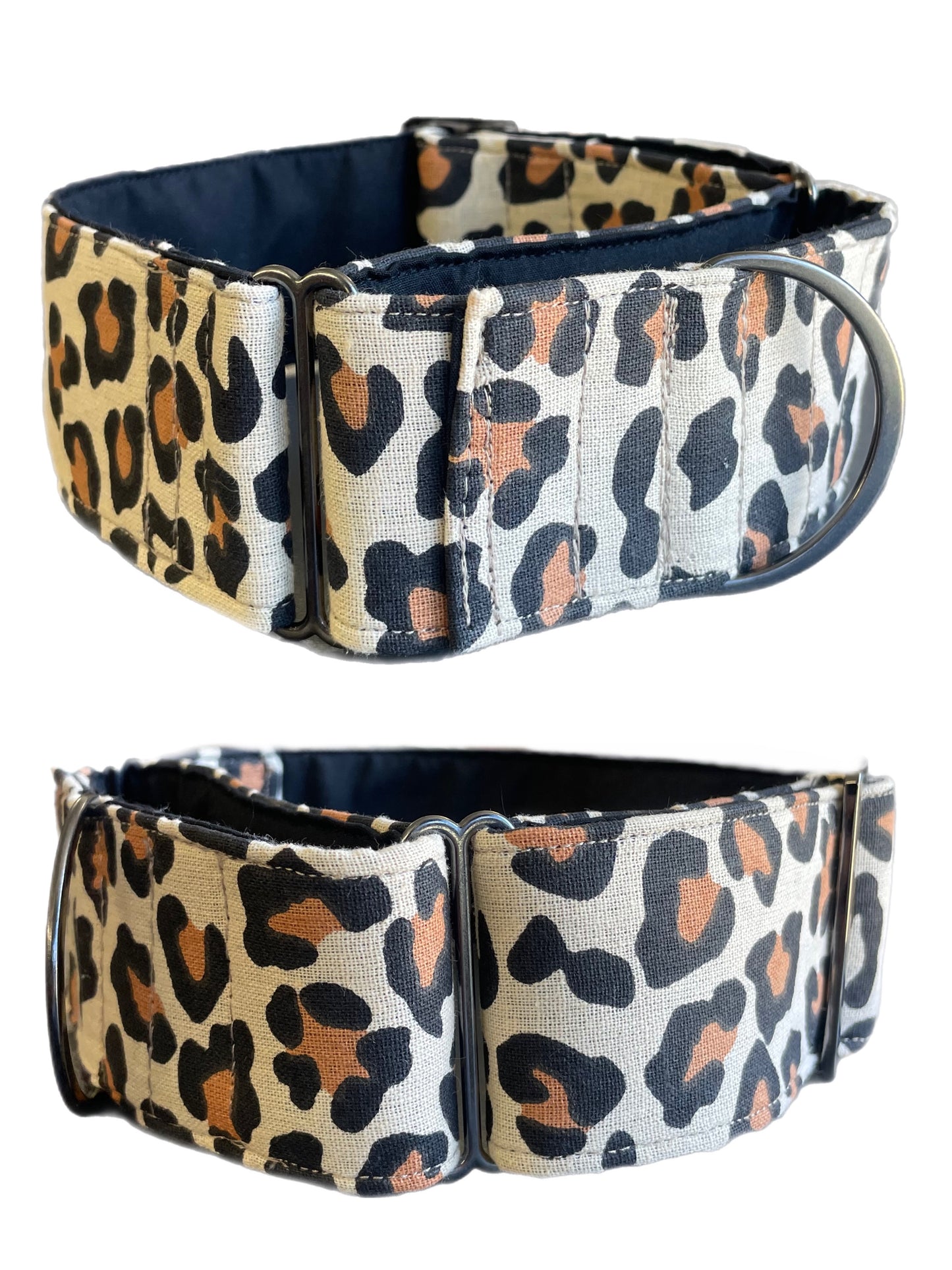 Summer Leopard design Cotton covered greyhound Martingale collar 50mm width super soft