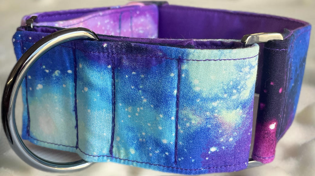 Celestial design Cotton covered greyhound Martingale collar 50mm width matching go bag